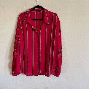 Milano woman Red Striped Button-Up Shirt size XL/XXL business casual career wear